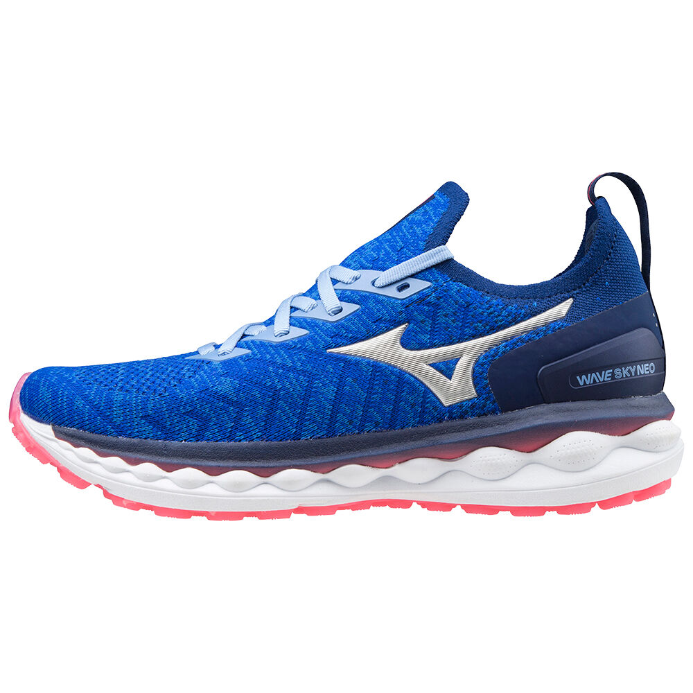 Sapatilhas Running Mizuno Wave Sky Neo - Mulher - Azuis/Prateadas/Rosa - PAZJK0764